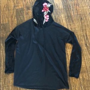 Hoodie long sleeve hoodie velour & embroidery